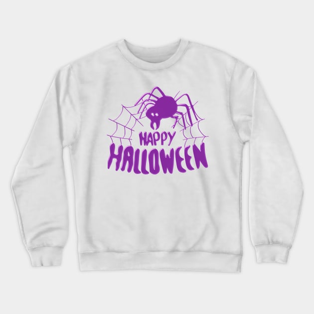 Happy Halloween Spider web purple Crewneck Sweatshirt by DigillusionStudio